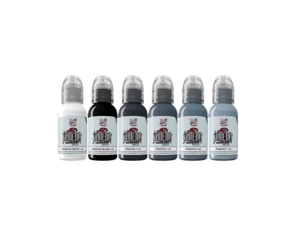 World Famous Limitless Tattoo Ink - 6x 30 ml A.D. Pancho Pastel Grey Set v2