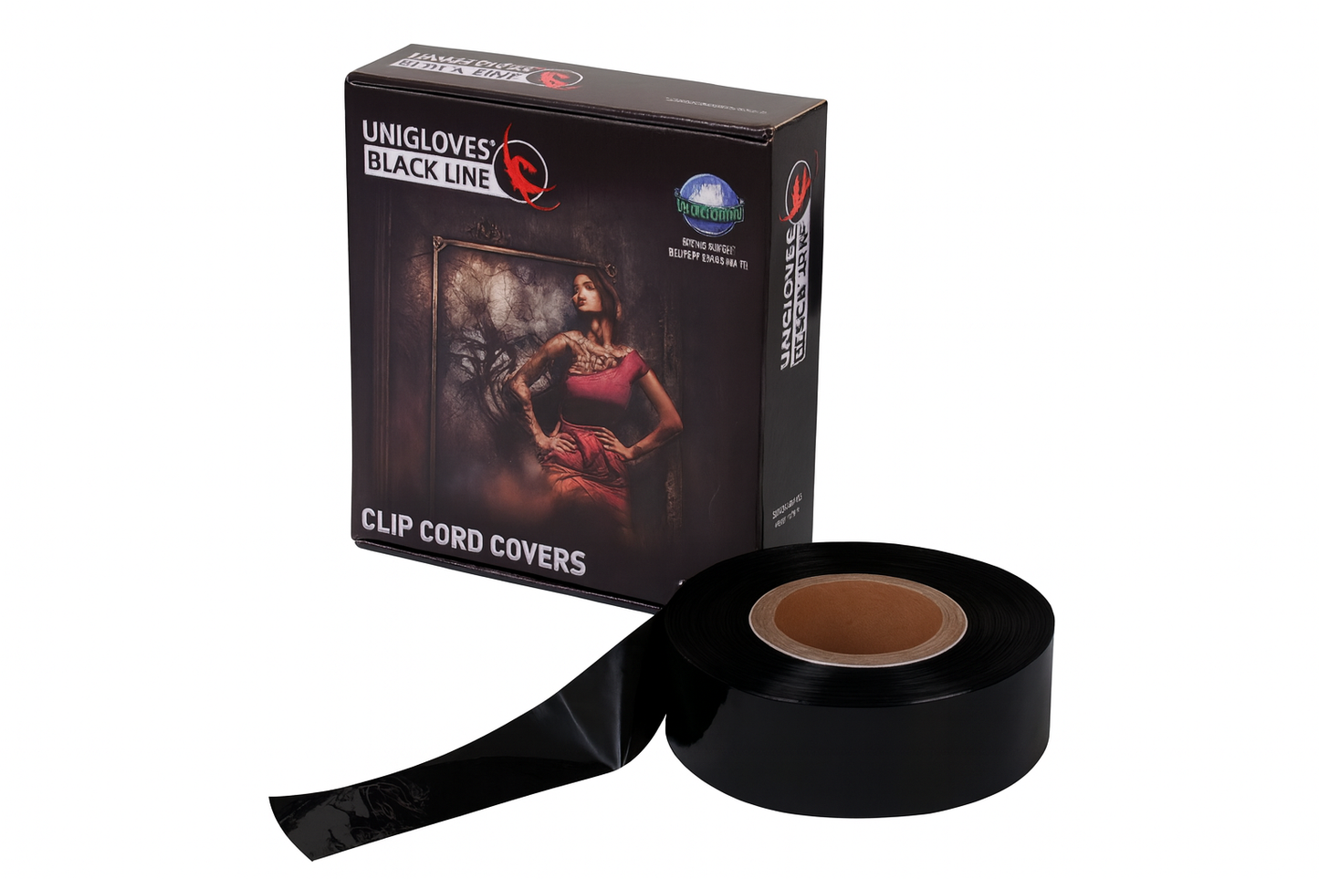 Unigloves Clip Cord Covers - Schwarz Rolle mt 365m